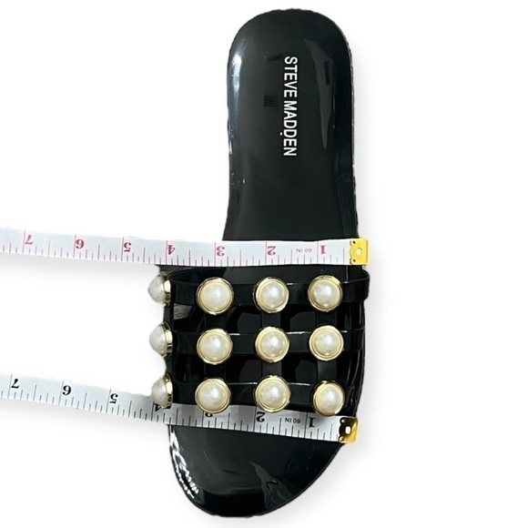 Steve Madden Black Jelly Slide Sandals With Pearl Accents - Size 41 - Picture 13 of 13